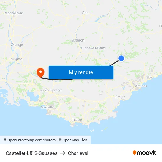 Castellet-Lã¨S-Sausses to Charleval map