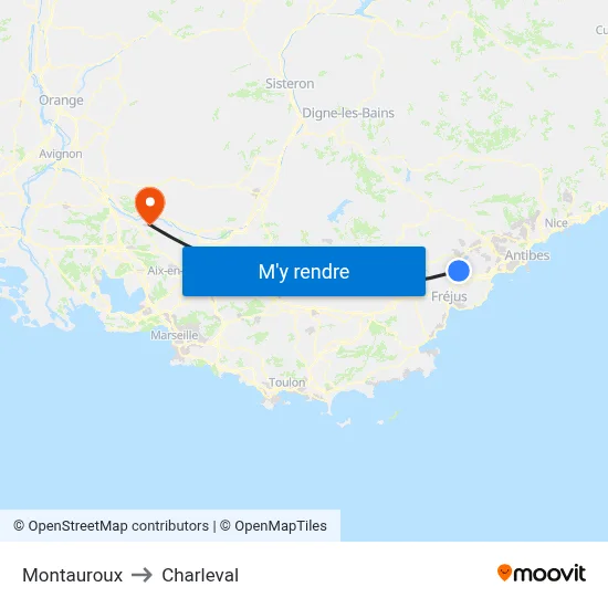 Montauroux to Charleval map