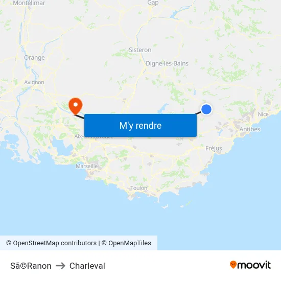 Sã©Ranon to Charleval map