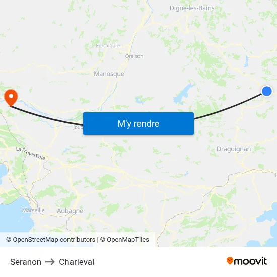 Seranon to Charleval map