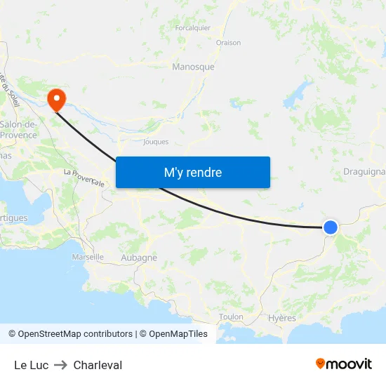 Le Luc to Charleval map