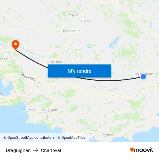 Draguignan to Charleval map