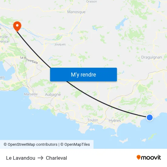 Le Lavandou to Charleval map