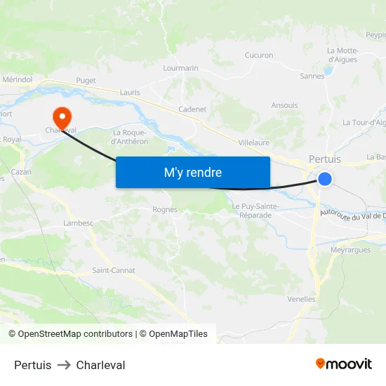 Pertuis to Charleval map