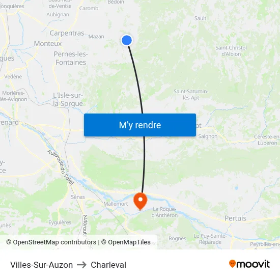 Villes-Sur-Auzon to Charleval map