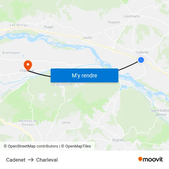 Cadenet to Charleval map