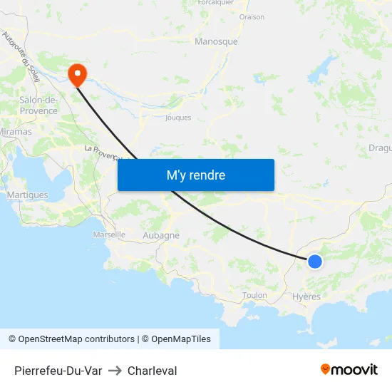 Pierrefeu-Du-Var to Charleval map