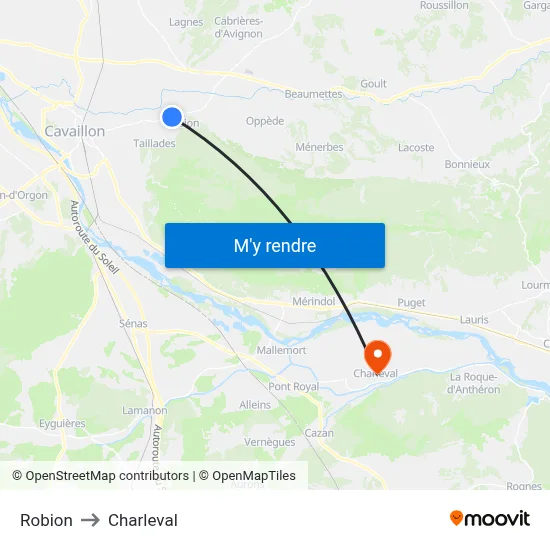 Robion to Charleval map
