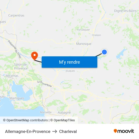 Allemagne-En-Provence to Charleval map