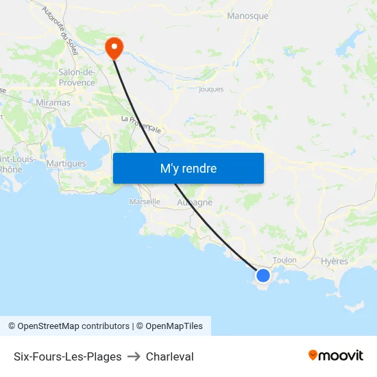Six-Fours-Les-Plages to Charleval map