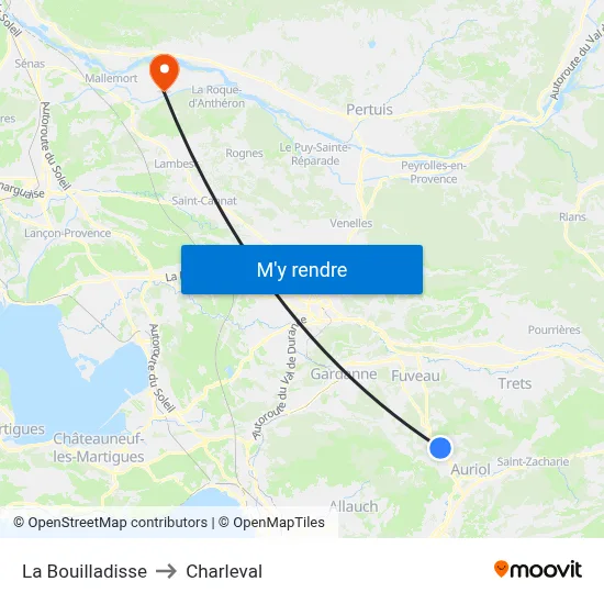La Bouilladisse to Charleval map