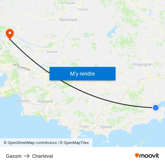 Gassin to Charleval map