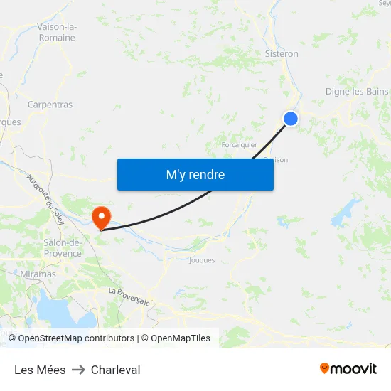Les Mées to Charleval map