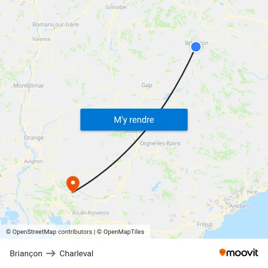 Briançon to Charleval map