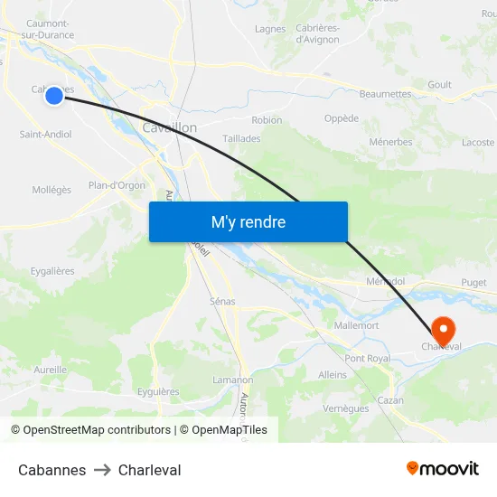 Cabannes to Charleval map