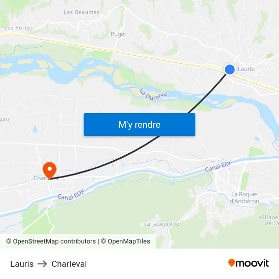 Lauris to Charleval map