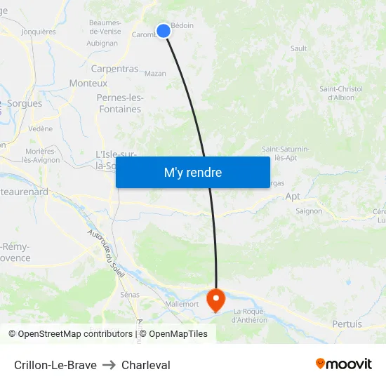 Crillon-Le-Brave to Charleval map