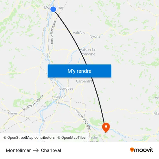 Montélimar to Charleval map