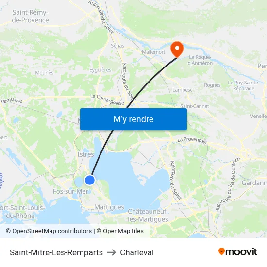 Saint-Mitre-Les-Remparts to Charleval map