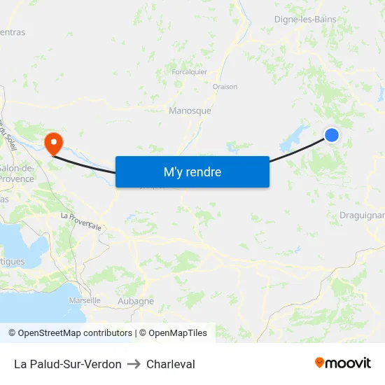 La Palud-Sur-Verdon to Charleval map