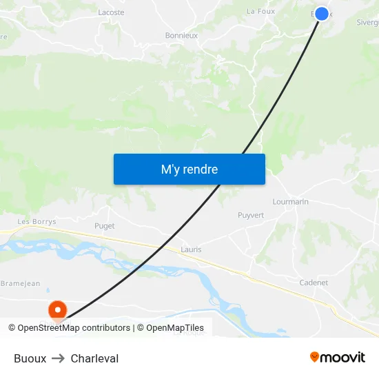 Buoux to Charleval map