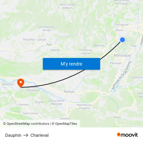 Dauphin to Charleval map