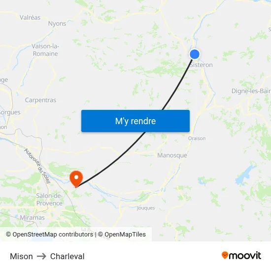 Mison to Charleval map