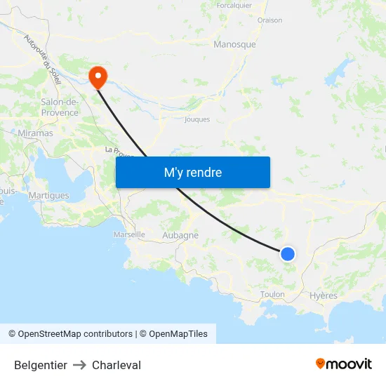 Belgentier to Charleval map