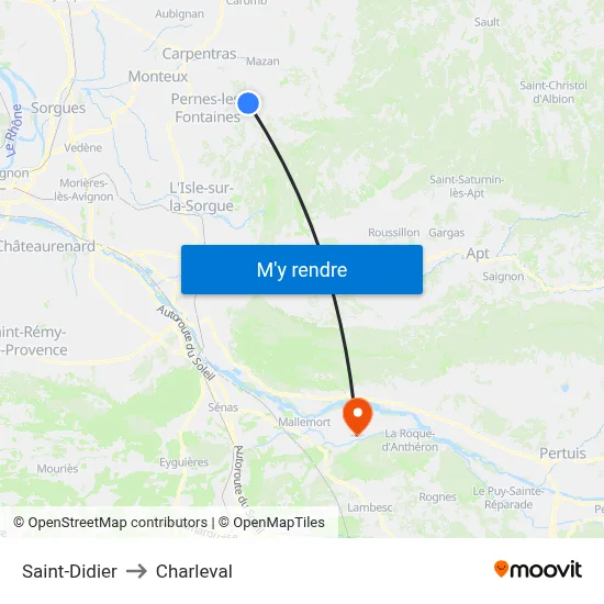 Saint-Didier to Charleval map
