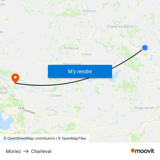 Moriez to Charleval map