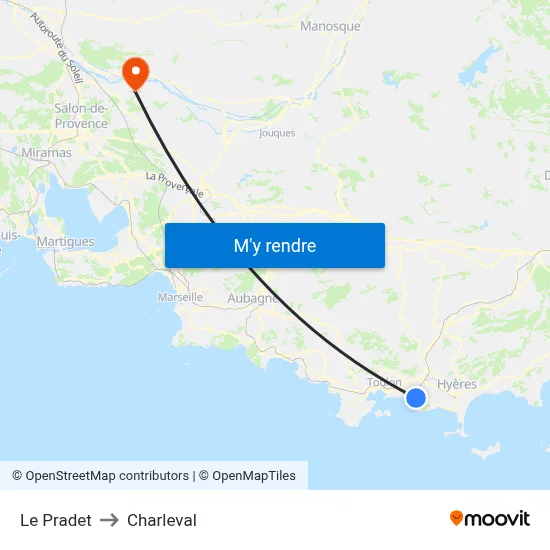 Le Pradet to Charleval map