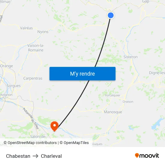Chabestan to Charleval map