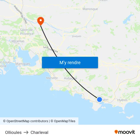 Ollioules to Charleval map