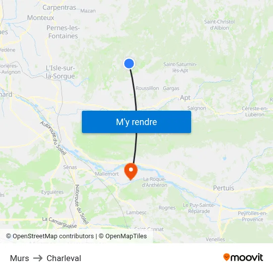 Murs to Charleval map