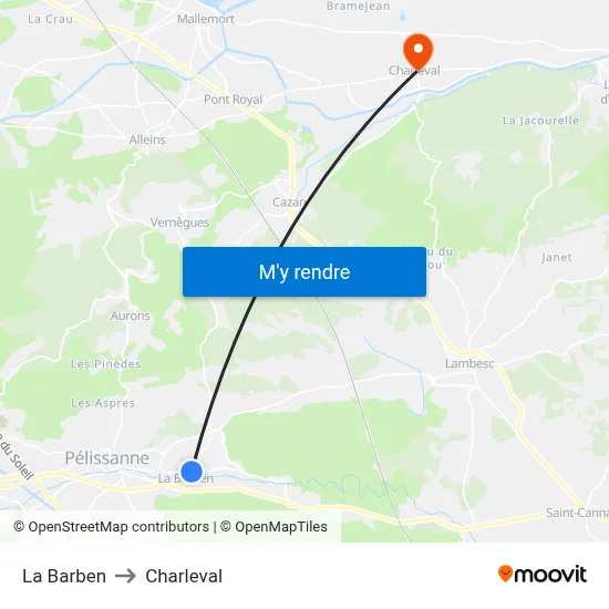 La Barben to Charleval map