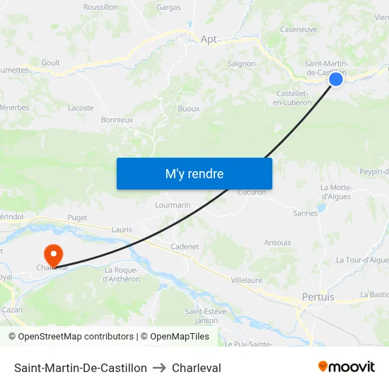 Saint-Martin-De-Castillon to Charleval map