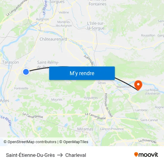 Saint-Étienne-Du-Grès to Charleval map