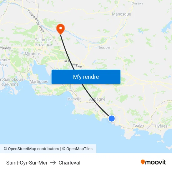 Saint-Cyr-Sur-Mer to Charleval map