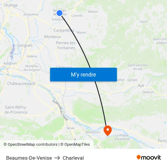 Beaumes-De-Venise to Charleval map