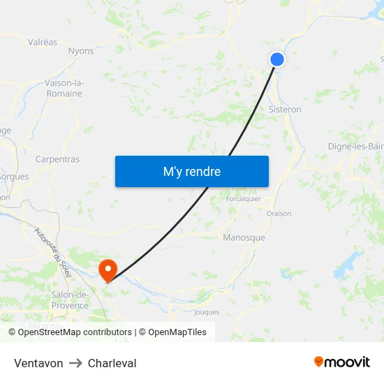 Ventavon to Charleval map