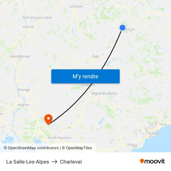 La Salle-Les-Alpes to Charleval map