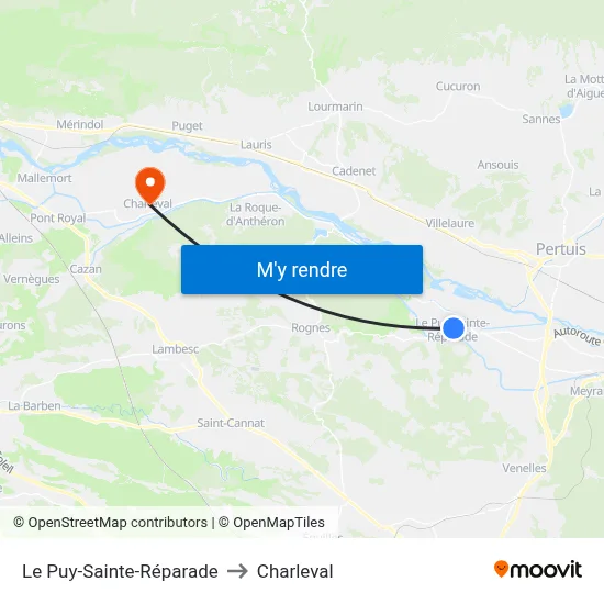 Le Puy-Sainte-Réparade to Charleval map