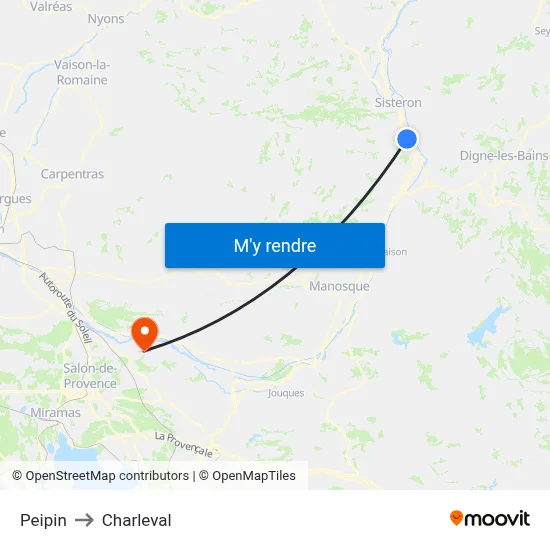 Peipin to Charleval map