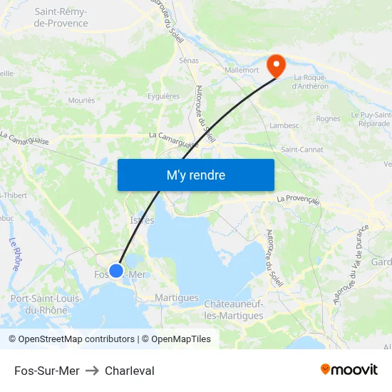 Fos-Sur-Mer to Charleval map