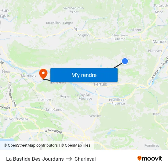 La Bastide-Des-Jourdans to Charleval map