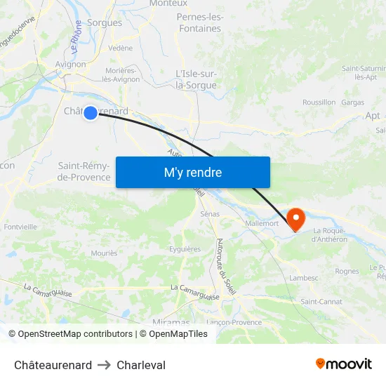 Châteaurenard to Charleval map