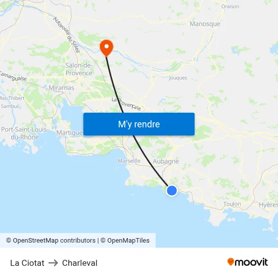 La Ciotat to Charleval map