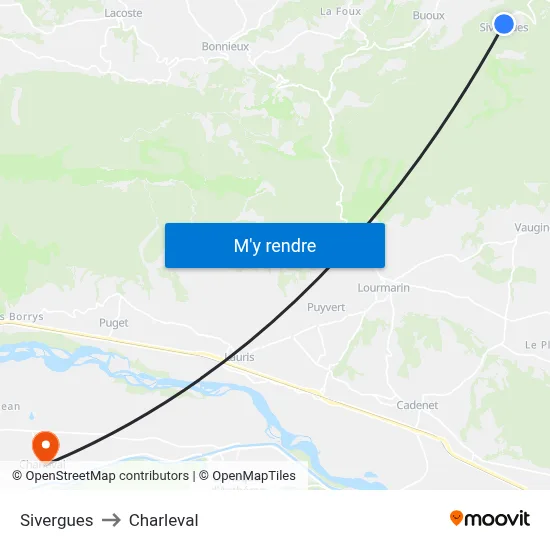 Sivergues to Charleval map