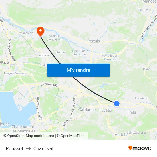 Rousset to Charleval map