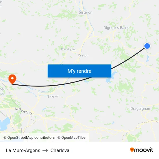 La Mure-Argens to Charleval map